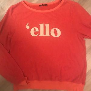 Wildfox OrangyRed ‘ello Sweatshirt Sz L
